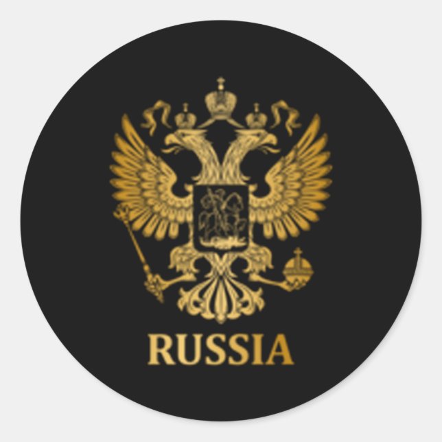 Adesivo Armas Orgulhosas Da Rússia Na Bandeira Do Emblema  (Frente)