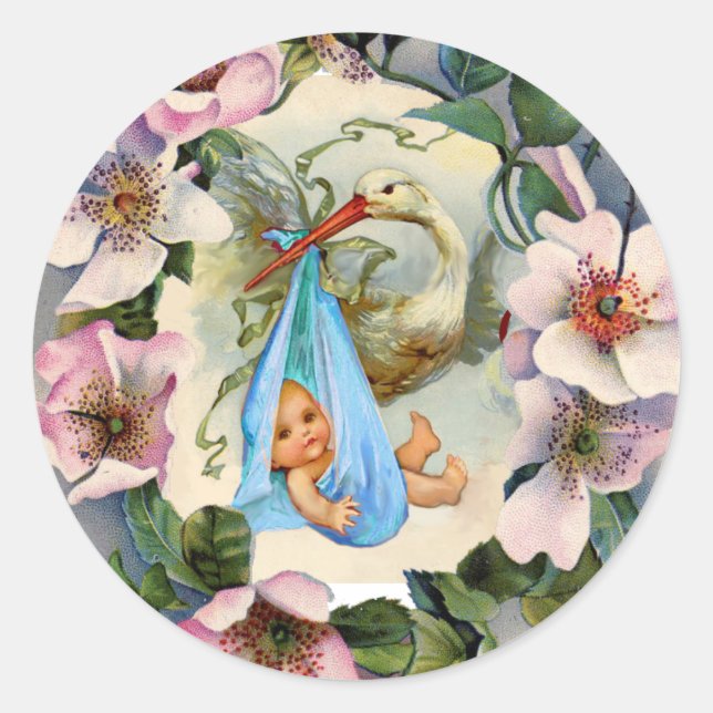 ADESIVO ARMAZENAR CHÁ DE FRALDAS DE GAROTO COM ROSAS SELVA (Frente)