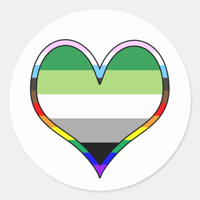 Adesivo Aro Pride Heart Classic Round Sticker (Frente)