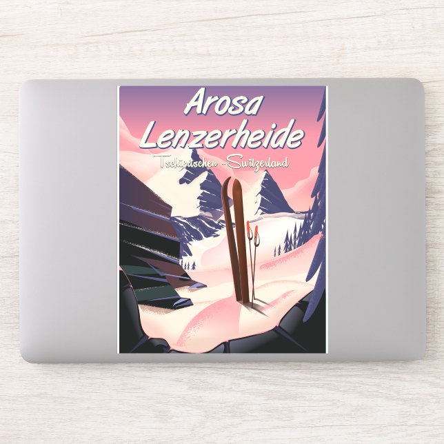 Adesivo Arosa Lenzerheide, poster de esqui Suiça. (Computador)