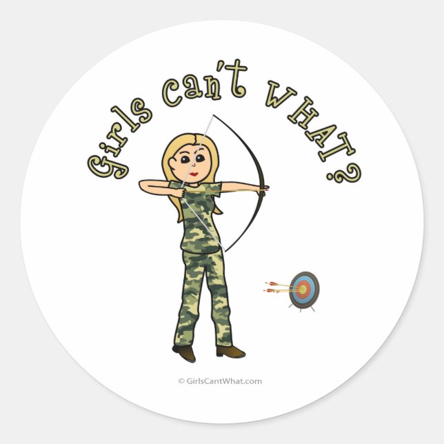 Adesivo Arqueação Loura de Mulheres em Camouflage (Frente)