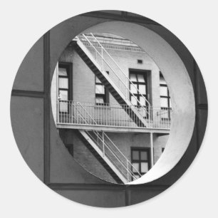 Adesivo Arquitetura de Círculos e Linhas Foto Preta e Bran