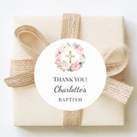 Arranjo de flores rosa para batismo de menina, cru