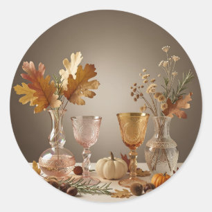 Adesivo Arranjo de vaso de vidro elegante de outono ainda 