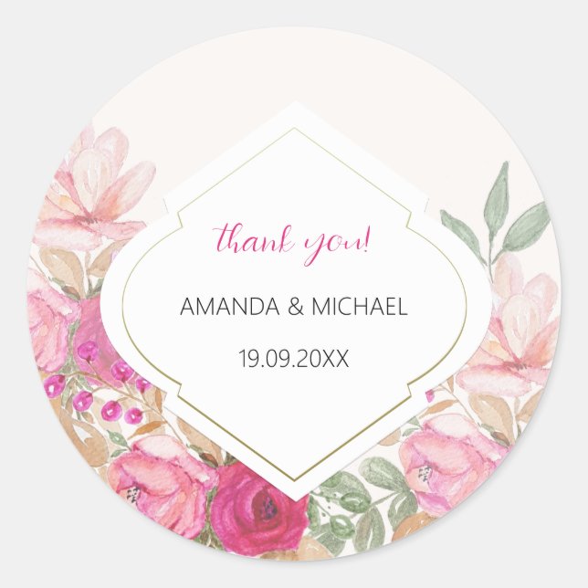 Adesivo Arranjo Floral Boho Aquarela Moderna (Frente)