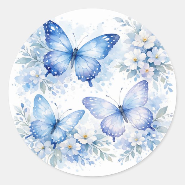 Adesivo Arranjo Floral de Borboleta Azul (Frente)
