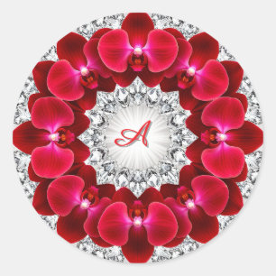 Adesivo Arranjo Floral Elegante com Orquídeas Vermelhas