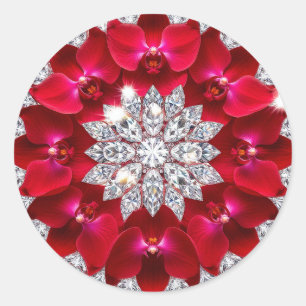 Adesivo Arranjo Floral Elegante com Orquídeas Vermelhas