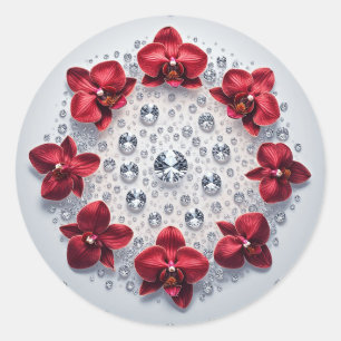 Adesivo Arranjo Floral Elegante com Orquídeas Vermelhas