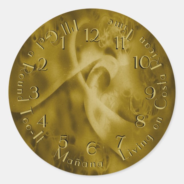 Adesivo Arredondar Tubo Retroativo Relógio Dourado Moedas (Frente)