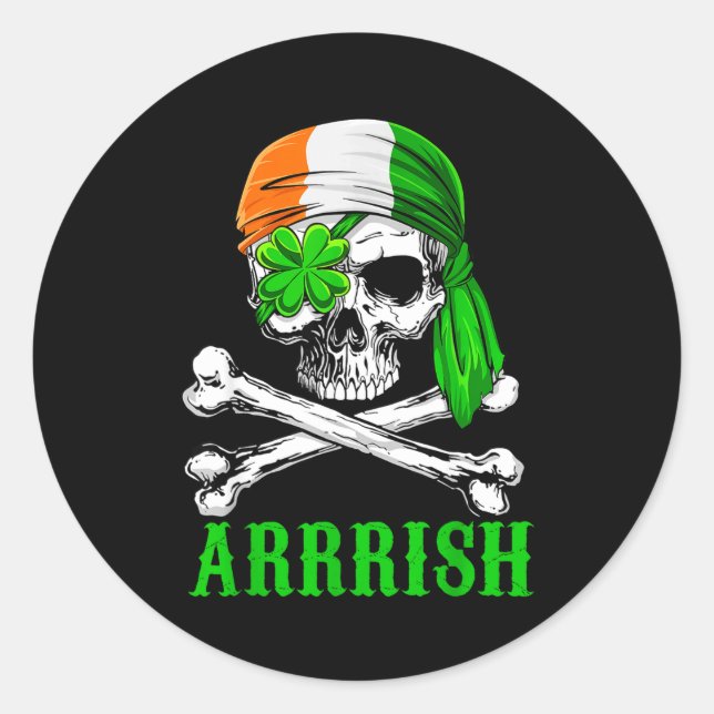 Adesivo Arrish Irish Rate Skull St Patricks Day Clover Gif (Frente)