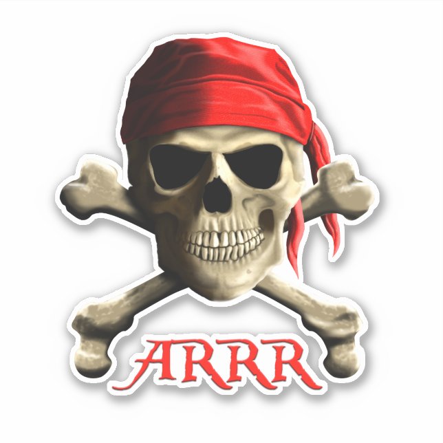 Adesivo ARRR Fala Como Um Pirata Jolly Roger (Frente)