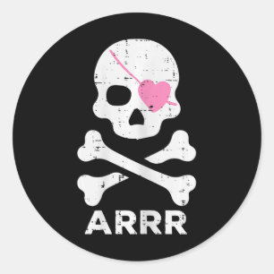 Adesivo Arrr Pirate Heart Eyepatch Halloween Mulheres Cria