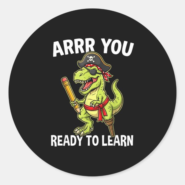 Adesivo Arrr pronto para aprender dia do professor pirata  (Frente)
