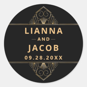 Adesivo Art Deco 20s Casamento vintage Dourado preto