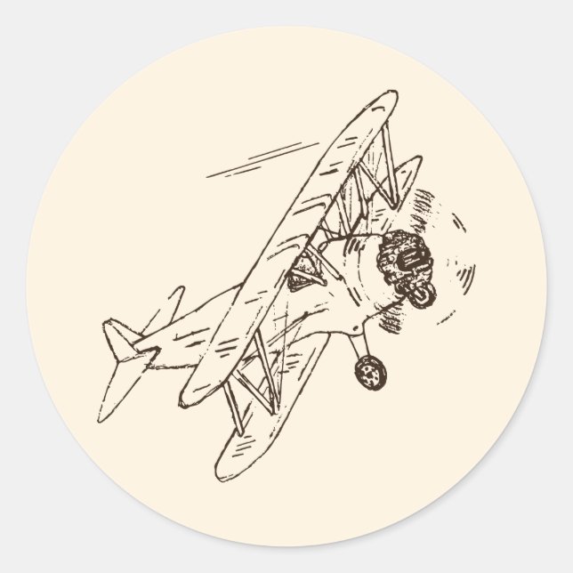 Adesivo Art Deco Bi-planes - esboçada não contém texto. (Frente)