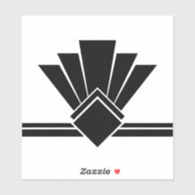 Art Deco Black White Fan Pell and Stick Azulejo