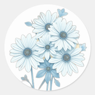 Adesivo Art Deco Blue Daisy Floral Patterno