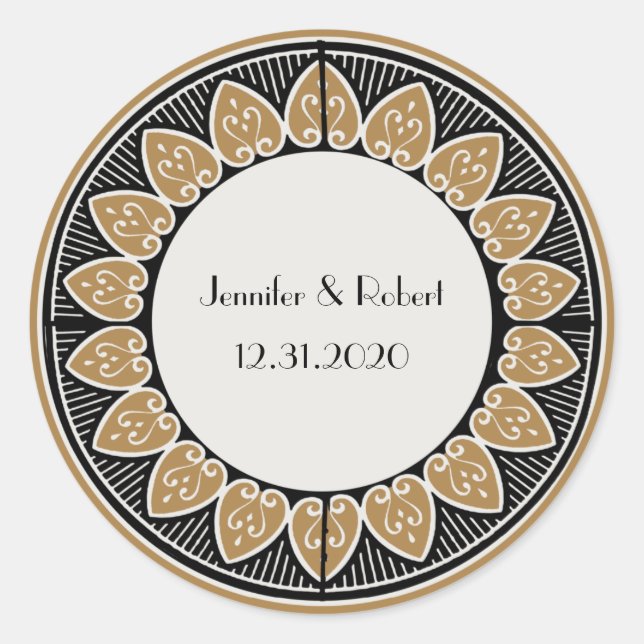 Adesivo Art Deco Dourado Posh Wedding (Frente)