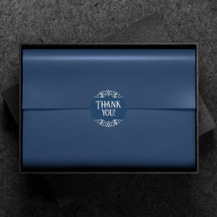 Adesivo Art Deco Filigree   Prata e Marinho Azul Obrigado