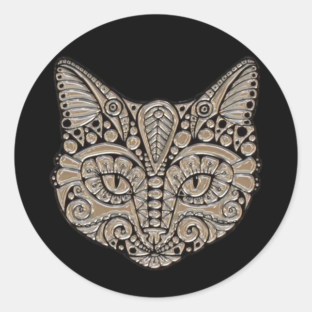 Adesivo Art deco gold e black Egypt style cat (Frente)