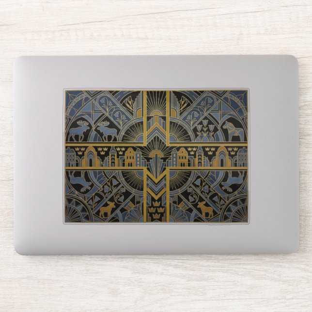 Adesivo Art Deco Heritage Flag | Sweden | 1920s Decal (Computador)