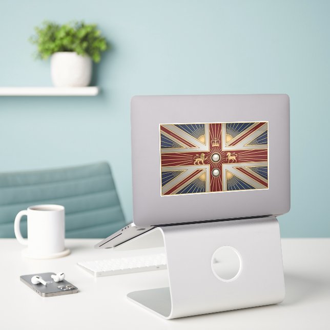 Adesivo Art Deco Heritage Flag | United Kingdom Decal (Laptop na mesa)