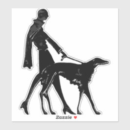 Adesivo Art Deco Lady e Borzoi Die Cut Vinyl Sticker