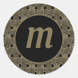 Adesivo Art Deco Monograma Dourado e Preto