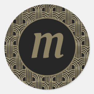 Adesivo Art Deco Monograma Dourado e Preto