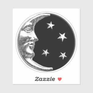 Adesivo Art Deco Moon e estrelas - Black and Silver