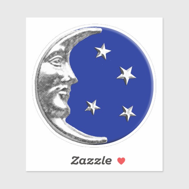 Adesivo Art Deco Moon e estrelas - Cobalto Blue e Silver (Folha)