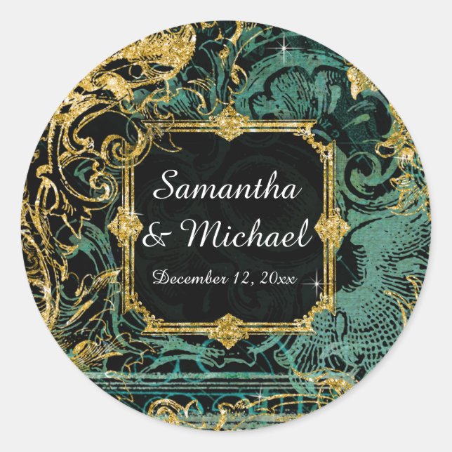 Adesivo Art Deco Peacock Dourada Glitter Velho Hollywood G (Frente)