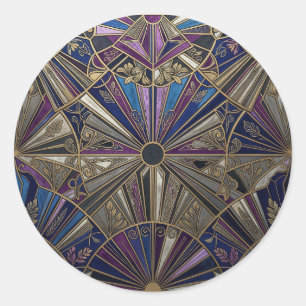 Adesivo Art Deco Roxo Dourado Explosão de Sol