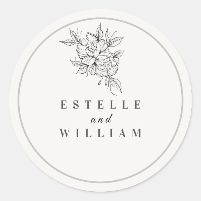 Adesivo Art Deco Wedding Small Round Sticker | Elegant  (Frente)