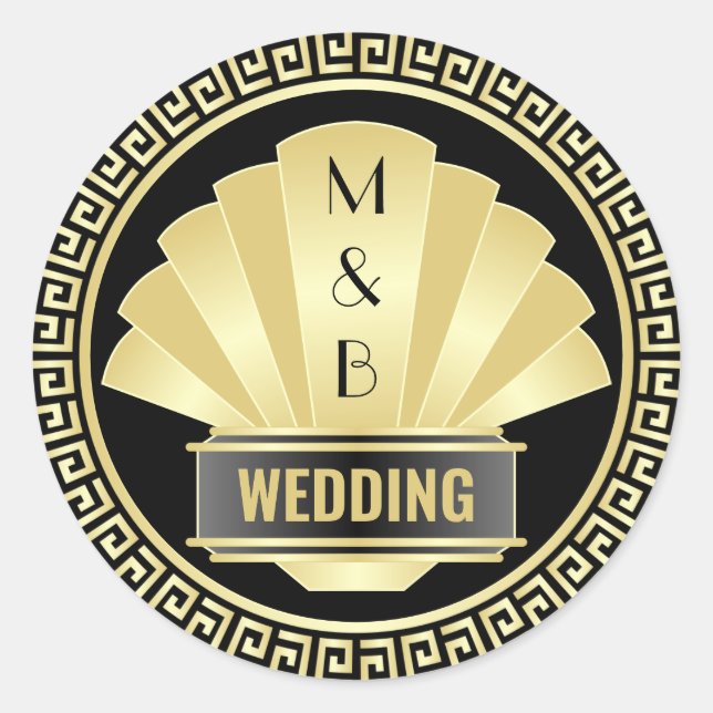 Adesivo Art Deco Weding Elegante Excelente Negro Dourado G (Frente)