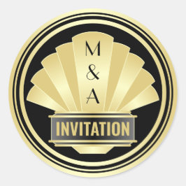 Adesivo Art Deco Weding Elegante Excelente Negro Dourado G