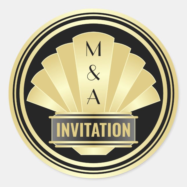 Adesivo Art Deco Weding Elegante Excelente Negro Dourado G (Frente)
