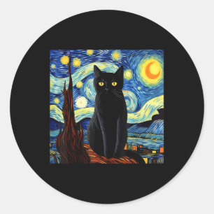 Adesivo Art Funny Black Cat Painting Artista Van Gogh Star