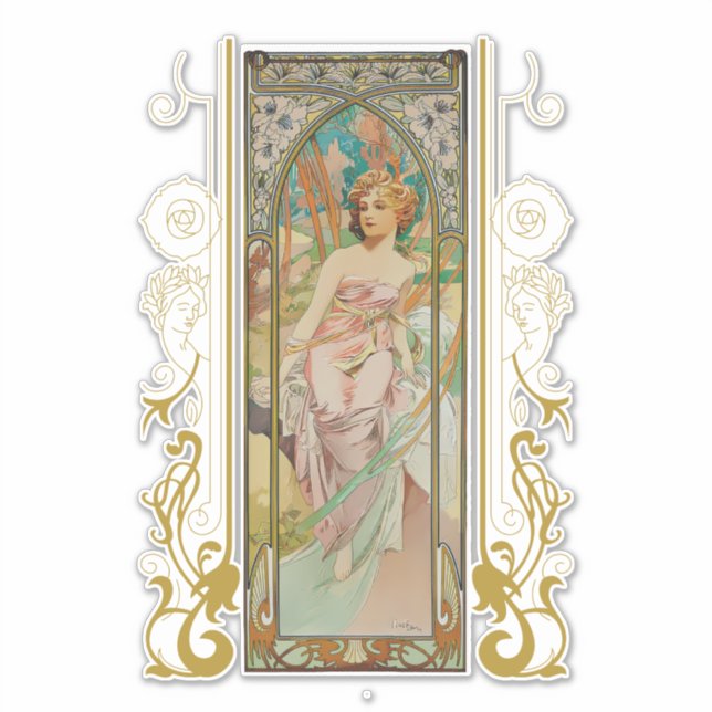 Adesivo Art Nouveau Alphonse Mucha - Despertar Manhã (Frente)