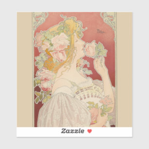 Adesivo Art Nouveau Belle Époque Senhorita Rosas Livemont