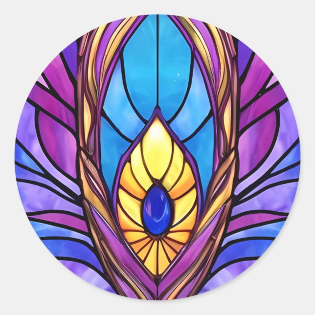 Adesivo Art Nouveau Estilo De Vidro Pavão Arrefecido (Frente)