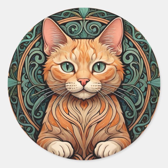 Adesivo Art Nouveau Ginger Cat (Frente)