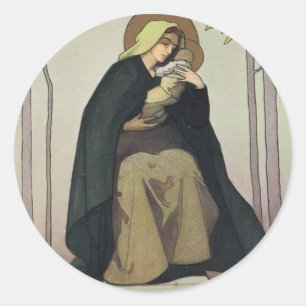 Adesivo Art Nouveau Madonna e Cartão de Natal para Crian