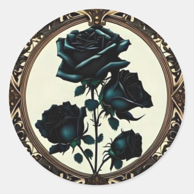 Adesivo Art Nouveau Rosa preto - Eterno Arte Floral (Frente)