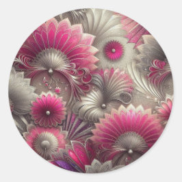 Adesivo Art Nouveau Ventiladores rosa e prateados