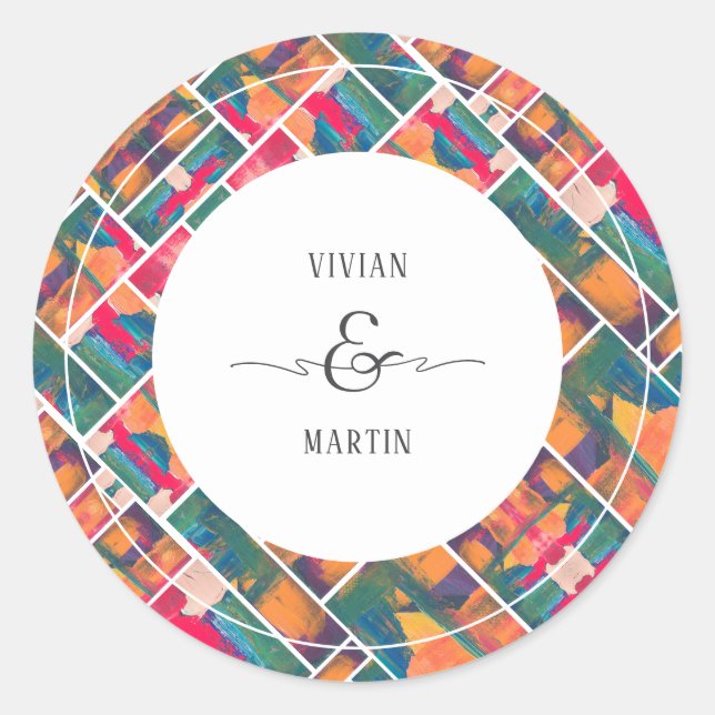 Adesivo Art Paint Colorful Modern Abstrato Weding (Frente)