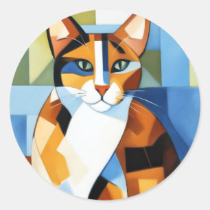 Adesivo Art Painting Cubist Calico Cat