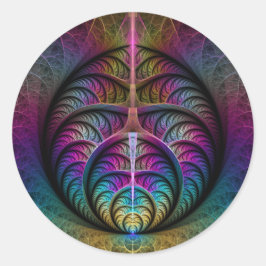 Adesivo Arte abstrata fractal colorida e alucinante