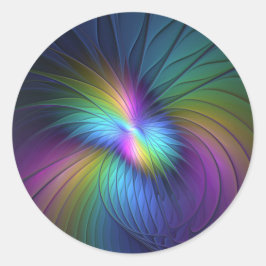 Adesivo Arte abstrata fractal moderna colorida com azul